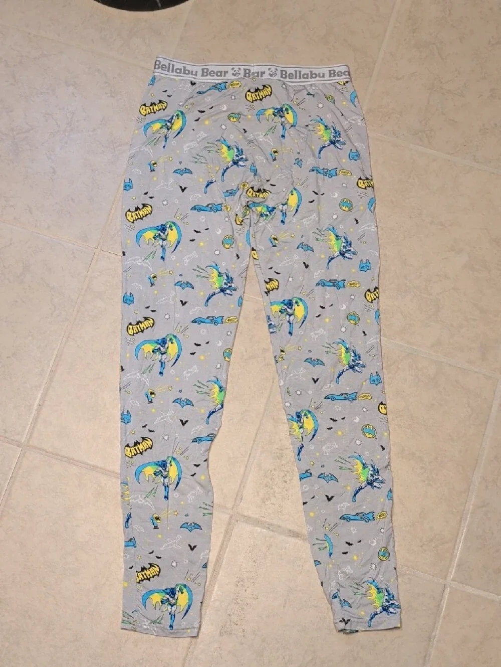 Bellabu Bear Rayon Batman Gray Superhero Pajama Pants